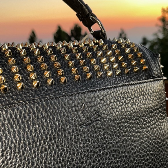 Louboutin: Panettone Spiked Chevron Messenger Bag (Black Multi) - Picture 12 of 17